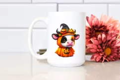 Watercolor Baby Cow Halloween Clipart Product Image 2