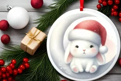 Cute Baby Bunny on Moon Christmas Ornament Product Image 2