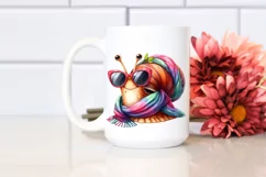 Vibrant Snail Portrait with Scarf | Watercolor Clipart Product Image 2
