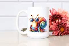 Vibrant Snail Portrait with Scarf | Watercolor Clipart Product Image 2