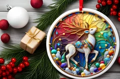 Christmas Round Cute Reindeer Ornament Sublimation Product Image 1