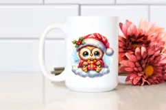 Baby Owl with Santa Hat PNG Product Image 2