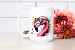 Colorful Flamingo with Paint Splashes | Clipart Product Image 2
