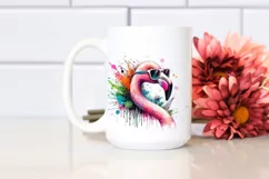 Colorful Flamingo with Paint Splashes | Clipart Product Image 2