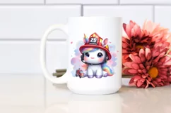 Cute Firefighter's Helmet Unicorn PNG Product Image 2