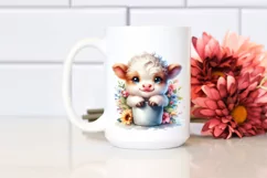 Vase Baby Highland Cow Clipart Product Image 2