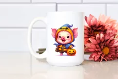 Watercolor Baby Pig Halloween Clipart Product Image 2