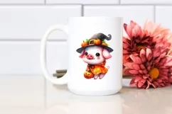 Watercolor Baby Pig Halloween Clipart Product Image 2