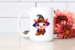 Watercolor Baby Pig Halloween Clipart Product Image 2