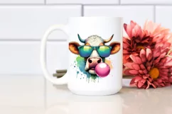 Quirky Cow Portrait Sublimation Clipart Product Image 2