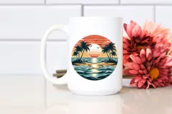 Vintage Tropical Island Sunset Tshirt Clipart Product Image 2