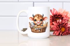 Watercolor Baby Highland Cow in an Egg Basket Product Image 2