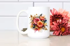 Watercolor Abstract Vibrant Bouquet Clipart Product Image 2