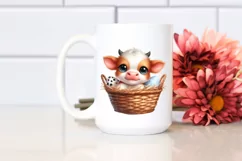 Egg Basket Baby Highland Cow Clipart Product Image 2
