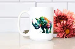 Abstract Vibrant Rhino Flowers Frame PNG Product Image 2