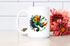 Abstract Vibrant Rhino Flowers Frame PNG Product Image 2