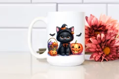 Simple Baby Black Cat Halloween Drawing | Clipart Product Image 2