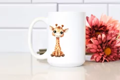 Funny Whimsical Watercolor Giraffe | Clipart Product Image 2