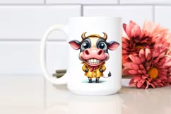 Whimsical Watercolor Cow in Raincoat | Clipart Product Image 2