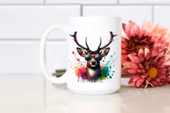 Colorful Deer with Paint Splashes | Clipart Product Image 2