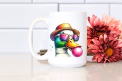 Duck Portrait with Sunglasses Hat, Watercolor Style, Clipart Product Image 2