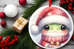 Cute Baby Frog with Gift Box Christmas Ornament Product Image 2