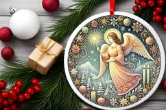 Round Christmas Ornament Sublimation|Clipart Product Image 2