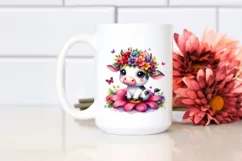 Vibrant Flower Crown Cartoon Cow | Clipart Product Image 2