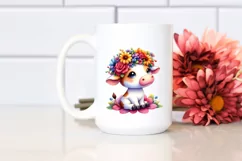 Vibrant Flower Crown Cartoon Cow | Clipart Product Image 2