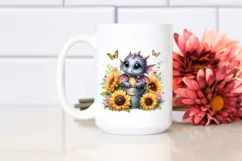 Baby Dragon with Sunflower PNG Product Image 2