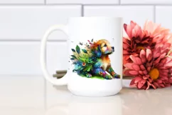 Abstract Vibrant Puppy Flowers Splashes PNG Product Image 2