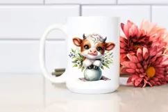 Vase Baby Highland Cow Clipart Product Image 2