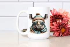 Funny Cute Rhino Portrait Smiling | Sublimation Clipart Product Image 2