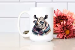 Funny Cute Rhino Portrait Smiling | Sublimation Clipart Product Image 2