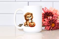 Baby Lion with Halloween Pumpkin, PNG Product Image 2