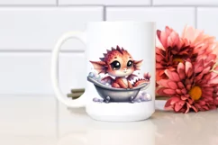 Cute Watercolor Baby Dragon Clipart Product Image 2