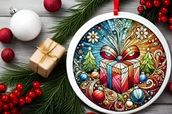 Round Christmas Ornament Sublimation|Clipart Product Image 1