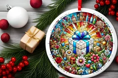 Round Christmas Ornament Sublimation|Clipart Product Image 1