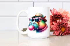 Quirky Hippo Portrait with Chewing Gum | Sublimation | Product Image 2