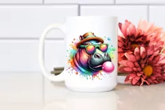 Quirky Hippo Portrait with Sunglasses | Clipart Product Image 2