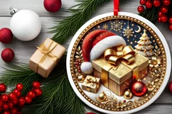 Round Christmas Ornament Sublimation|Clipart Product Image 1