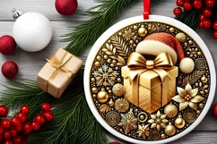 Round Christmas Ornament Sublimation|Clipart Product Image 1