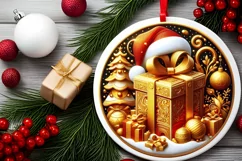 Round Christmas Ornament Sublimation|Clipart Product Image 1