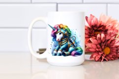 Baby Unicorn in Diver&#039;s Suit, Watercolor PNG Product Image 2