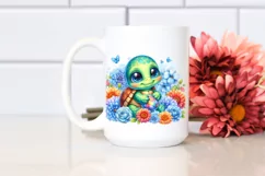 Colorful Baby Turtle Smiling with Flower | Sublimation | Product Image 2