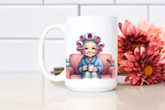 Glossy Bottle Old Lady Hair Curlers | Clipart Product Image 2