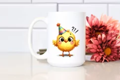 Watercolor Funny Chick Standing Party Hat Sublimation Product Image 2