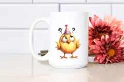 Watercolor Funny Chick Standing Party Hat Sublimation Product Image 2