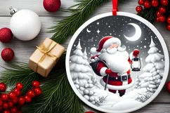 Round Christmas Ornament Sublimation|Clipart Product Image 2