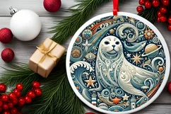 Round Christmas Ornament Sublimation|Clipart Product Image 1